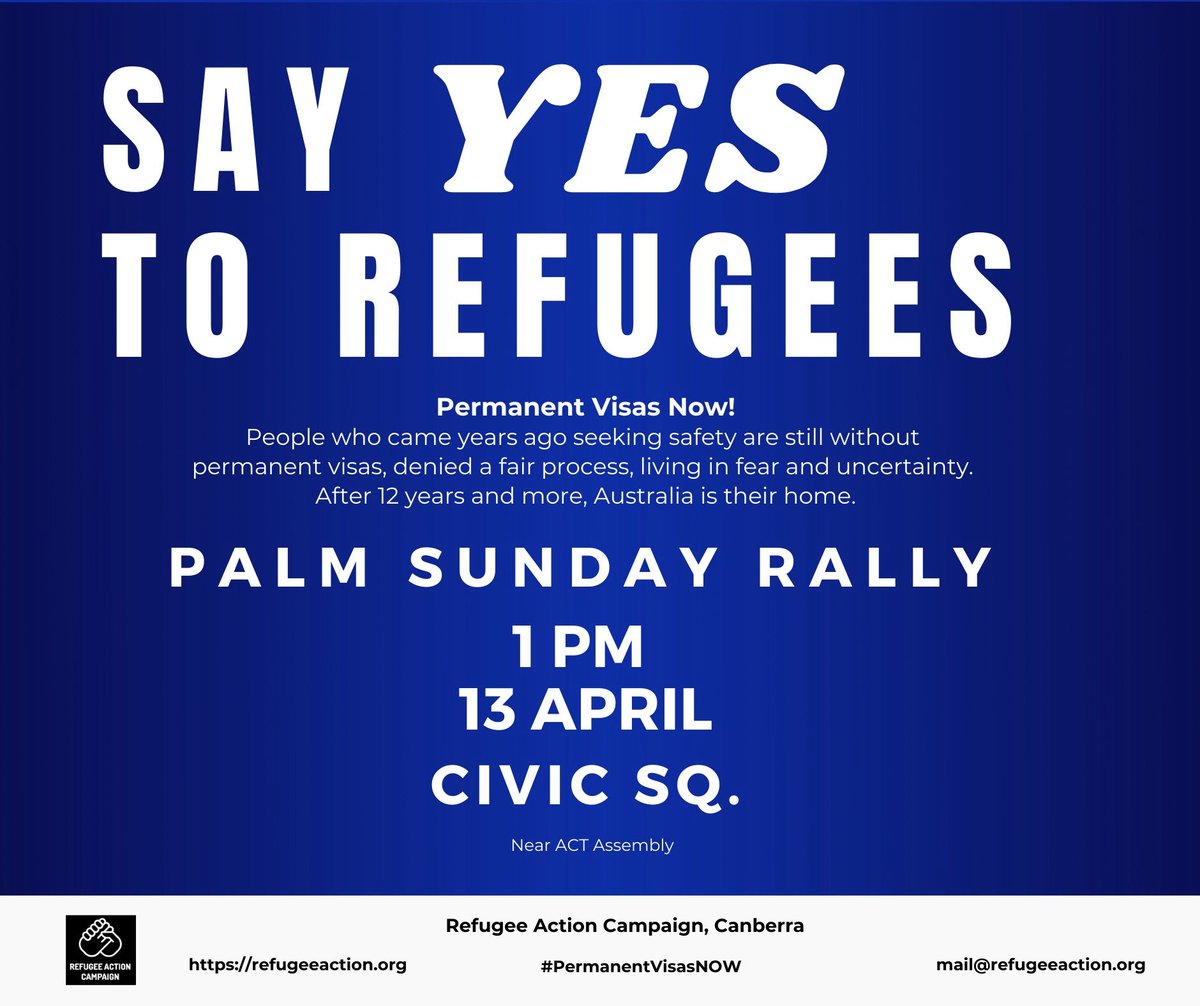 David sat on the Board of the Refugee Council of Australia for seven years, and currently the Victorian Foundation for Survivors of Torture Ethics Committee. Join us tomorrow, 1pm, Civic Square, near the ACT Legislative Assembly.