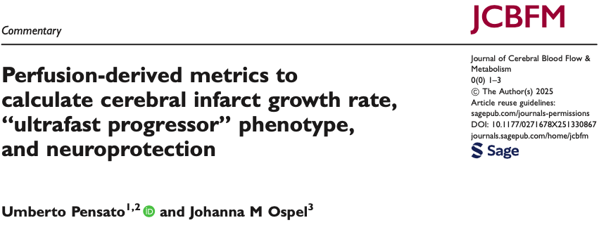 UPensato's tweet photo. Neuroprotection is most effective in a specific population (fast/ultrafast progressors) and at a specific time (early window). Check out our reasonings around infarct growth in #stroke published on @_JCBFM. @johanna_ospel 
https://t.co/kpPGlsTcFO https://t.co/0XOxO9GgJu
