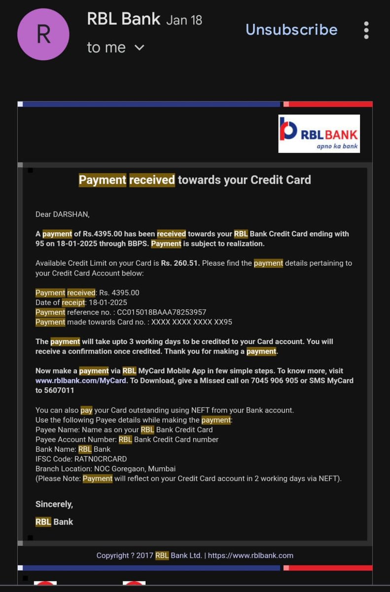 WarW56902's tweet photo. @rblbank @RBI the agent has not followed the code of conduct as he has without the consent of the customer paid the credit card min payment. Even after telling him to stop making the payment he did not stop, this has happened 3-4 times. Please help
Contact me - +91 98677 60353 https://t.co/yLAhoL4Hmw