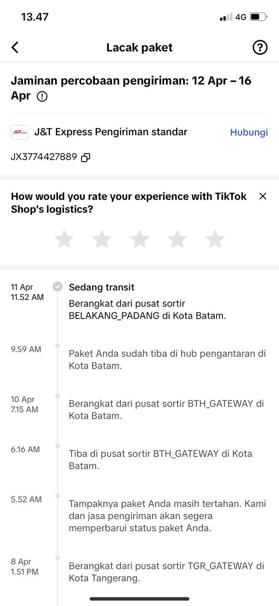 saagitaw's tweet image. halo min @jntexpressid  ini paket saya kok udah sampe di batam tapi malah dibawa ke pulau belakang padang ya hari ini juga belum ada updatenya