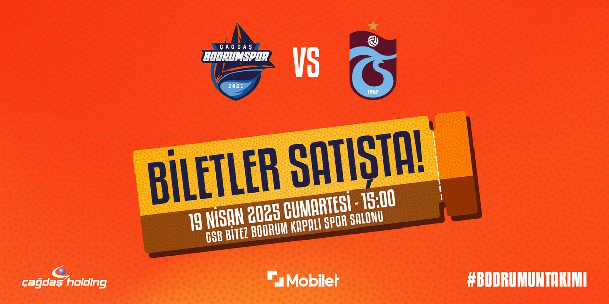 cagdasbodrumsk's tweet photo. Playoff öncesi son heyecan!
19 Nisan Cumartesi günü saat 15.00’te evimizde Trabzonspor'u ağırlıyoruz. Bu kritik maçın biletleri satışta, yerini şimdiden ayırt!
Biletleri Mobilet sitesinden alabilirsiniz.
#bodrum
#cagdasbodrumsporkulubu
#bodrumuntakımı
#Mobilet https://t.co/wqRI5z1PSW