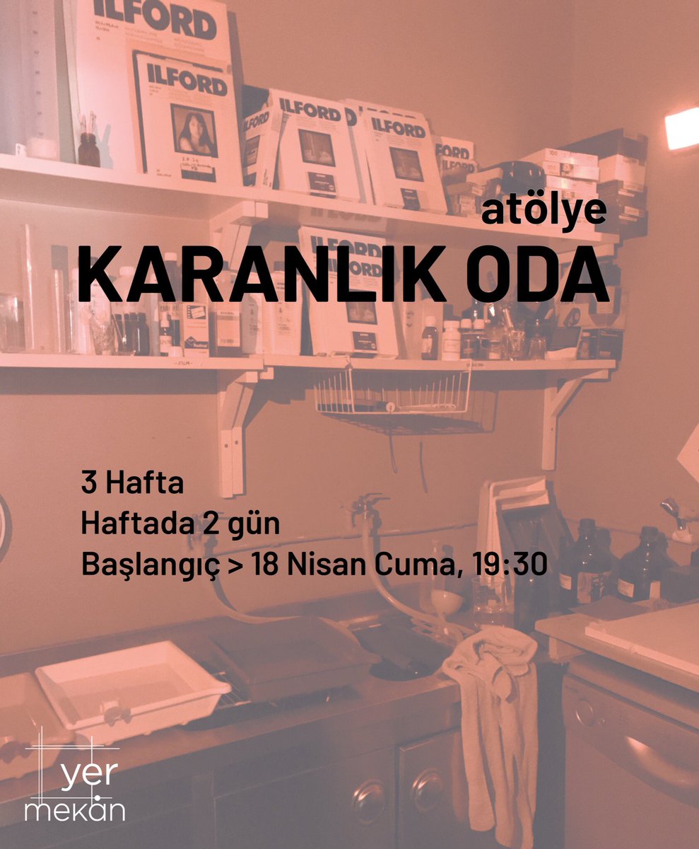 yermekan_'s tweet photo. Karanlık Oda atölyesi 18 Nisan Cuma 19:30’da başlıyor! 

Siyah&amp;Beyaz filmlerle çalışacağımız bu süreç, S&amp;B filmlerin özelliklerini, standart banyosunu ve kağıda aktarılma tekniklerini içerirken kendi dilimizi keşfedeceğimiz uygulama odaklı bir süreç olacak. #darkroom #karanlıkoda https://t.co/jIxyBPQZSv