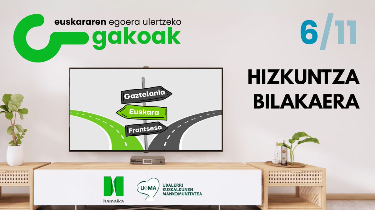 Euskararen egoera ulertzeko GAKOAK 6/11
Hizkuntza bilakaera. Indartsuagoa da erdalduntzea euskalduntzea baino. 
labur.eus/GAKOAK6