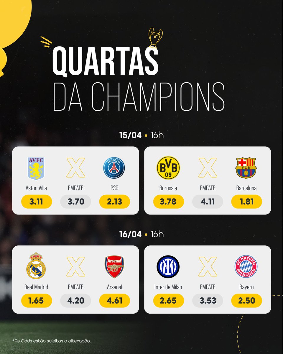 gingabetbrasil's tweet photo. E aí, tão valendo tudo isso? 😅

Sabe qual é a melhor parte? A maior parte dessa lista joga hoje e amanhã pela Champions League 💫

E na Ginga você encontra as melhores odds para apostar na Champinha, só vem! 💃

🔞Jogue com responsabilidade. Portaria SPA/MF Nº 2.104-39 https://t.co/Z32NEzlPo5