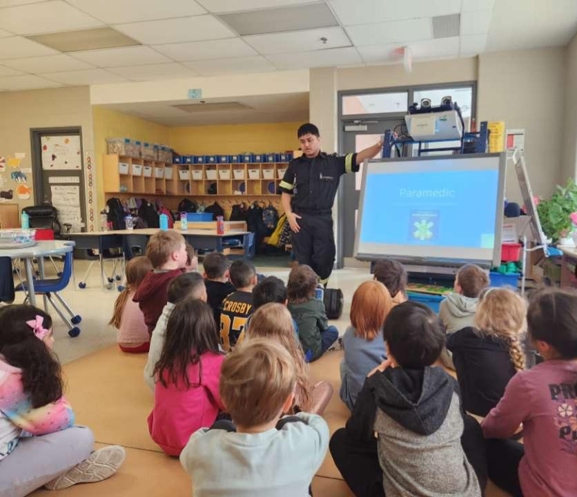 Big thanks to Paramedic J.R. for inspiring young minds during a school visit! 
The kids had a blast exploring the gear and asking awesome questions. 💛 

#PeelParamedics #FutureHeroes #CommunityFirst