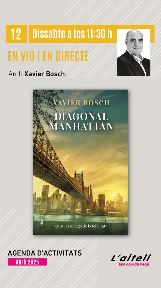 Grup62's tweet photo. 📅📣 Un dia més, us portem l’agenda!
📖@xavierbosch, #DiagonalManhattan, #Banyoles
📖@Toni_Cruanyes, ‘La dona del segle’, #Manresa
📖@NuriaPradas, ‘Benvolguda senyora Christie’, #Abrera https://t.co/x7VHmswf7J