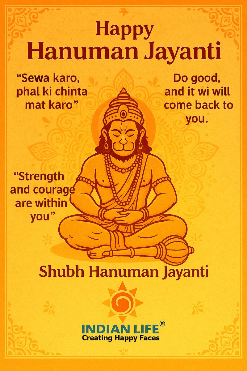 _INDIANLIFE_'s tweet photo. Wishing you strength, wisdom, and devotion on this Hanuman Jayanti. Jai Bajrang Bali! #JaiBajrangBali  #HanumanChalisa #SankatMochan 

#BhaktiVibes  #ShreeRamBhakt  #DivineVibes  #SpiritualVibes 

#HanumanPrem  #HanumanBhakti #SabParHanuman https://t.co/iaaqNikFlx