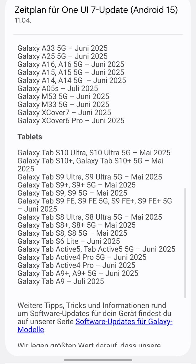 Germany's official One UI 7 rollout timeline is here.

India's, the Middle East's, and South Asian countries' schedules are still under wraps—but expect something similar.

April 2025:
• Galaxy S24 Series 
• Galaxy Z Fold/Flip6

May 2025:
• Galaxy S23/S22/S21 series (FE