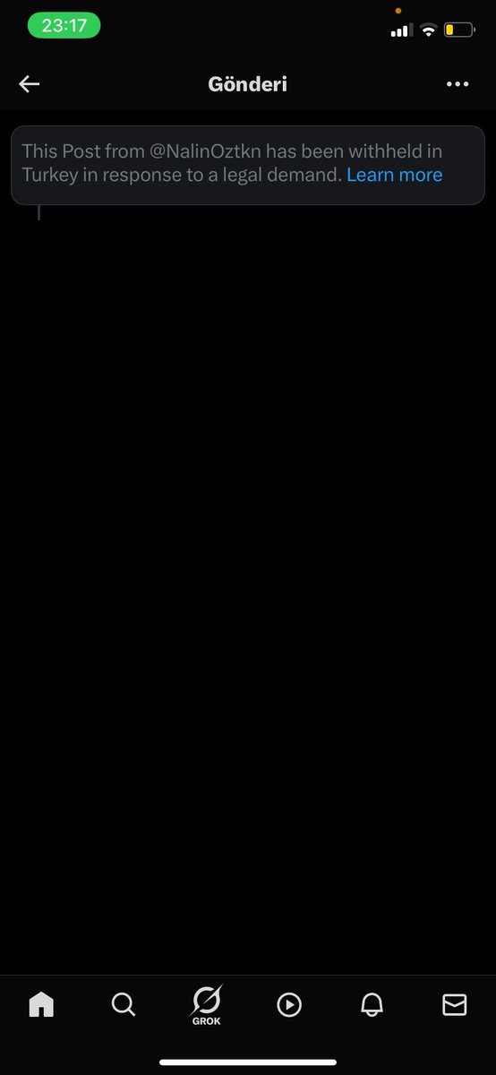 Aşağıdaki paylaşımım ‘milli güvenlik ve kamu düzeninin korunması’ gerekçesiyle Ankara 10. Sulh Ceza Hakimliği kararıyla Türkiye’den erişime engellendi.