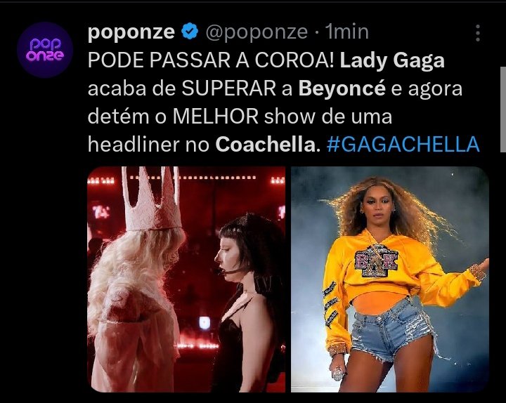 artistadoseculo's tweet photo. @poponze O beychella só vai ser superado quando alguma artista conseguir pisar no palco desse festival sem que Beyoncé seja mencionada. Ou seja, nunca. https://t.co/2CefVInvKI