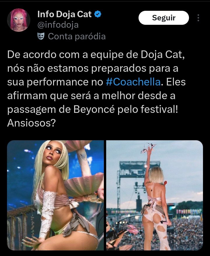 artistadoseculo's tweet photo. @poponze O beychella só vai ser superado quando alguma artista conseguir pisar no palco desse festival sem que Beyoncé seja mencionada. Ou seja, nunca. https://t.co/2CefVInvKI