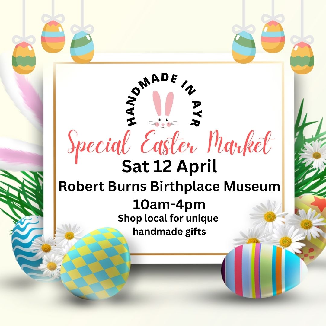Doors open TODAY, Sat 12 April, 10-4, for our Easter Handmade in Ayr Market.  We can't wait to see everyone there supporting our local artists &amp; creative small businesses!