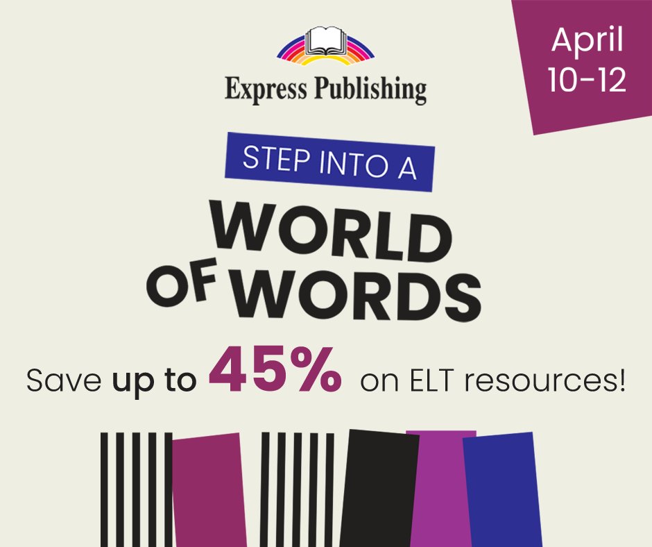 ✨ 45% OFF Resource Books &amp; Readers
✨ 25% OFF Exam &amp; Skills Resources, Courses &amp; More!

Benefit from our exclusive web offers now:
➡️ expresspublishing.co.uk

#WorldofWords #Offer #Education #ELT #EnglishTeachers #EnglishLanguage #ExpressPublishing