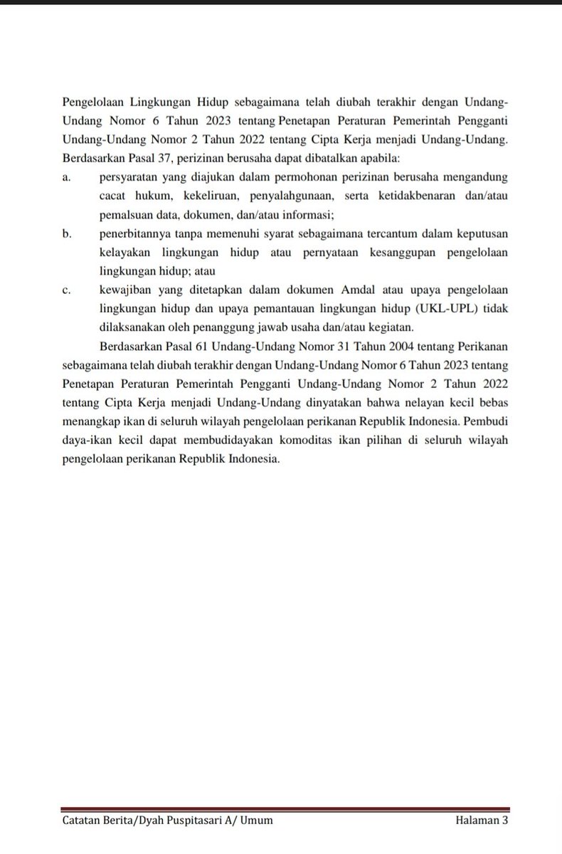 13 PERATURAN PERUNDANG UNDANGAN YANG DILANGGAR DALAM KASUS PAGAR LAUT TANGERANG

Klo pelanggaran thd perundang-undangan msh didiamkan, apa msh pantas kt menyebut NEGARA HUKUM pak <a href="/prabowo/">Prabowo Subianto</a>?

Sumber:
jdih.bpk.go.id/File/Download/…