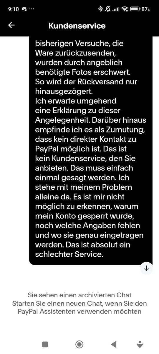 Markus_vulcanus's tweet photo. @PayPalDE #PayPal
#PayPalKäuferschutz
Hier der geschilderte Sachverhalt, bei dem ich alleine gelassen wurde. Mein Geld habe ich nicht zurück erhalten, die Ware ist zurück nach China. https://t.co/r4ohB2Tj5r