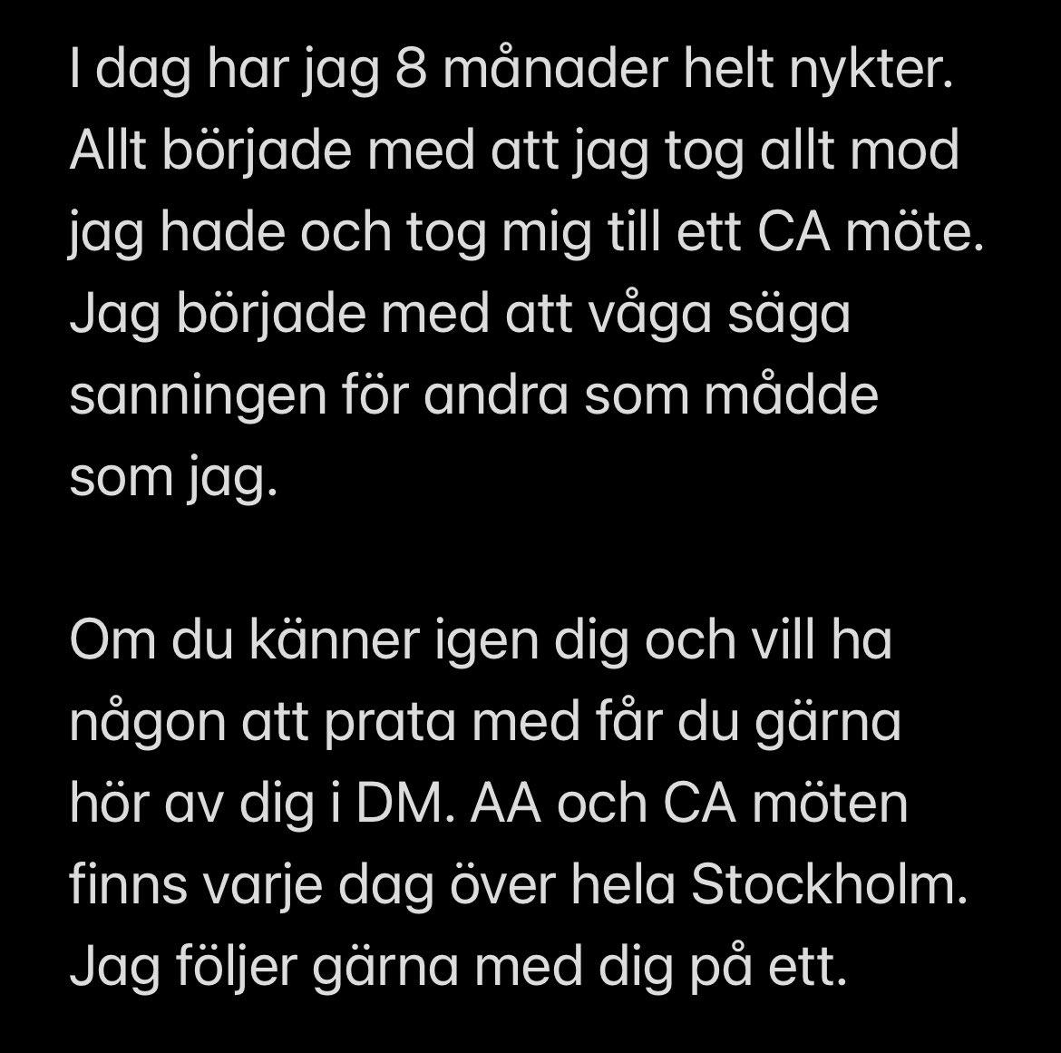 Ett par ord om missbruk – om att våga se sig själv i spegeln och inte vara rädd för att livet ska bli tråkigt ❤️