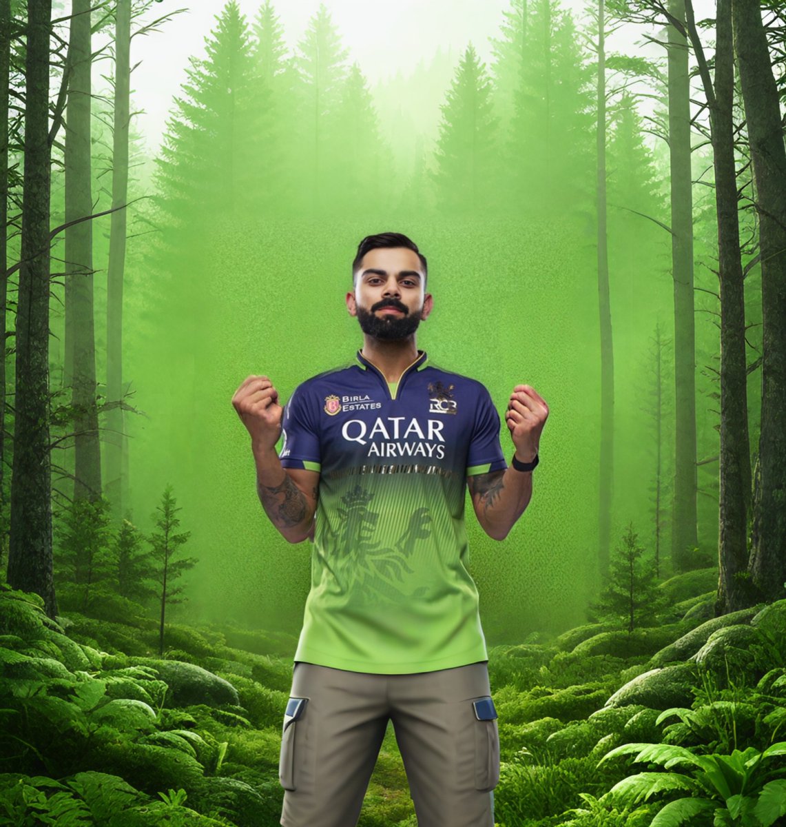#RCBvsRR Virat Kohli in Green Jersey.

RCB playing in Green Jersey vs Rajastan Royals