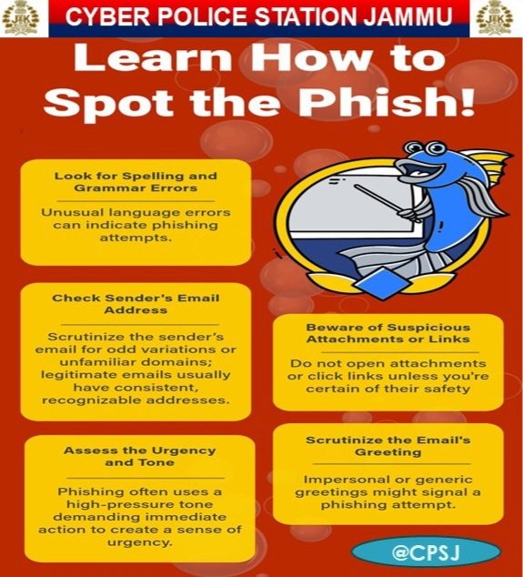 You can loss your personal information to scammers through phishing links that can even cause a great finacial demage.  Always be aware and identify phishing  links.
<a href="/JmuKmrPolice/">J&K Police</a>
<a href="/ZPHQJammu/">Zonal Police Media Centre Jammu</a> 
<a href="/kameshwarpuri/">K Puri</a> 
<a href="/JAMMULINKS/">JAMMU LINKS NEWS</a>
<a href="/DySpPriyanka/">Priyanka kumari</a>