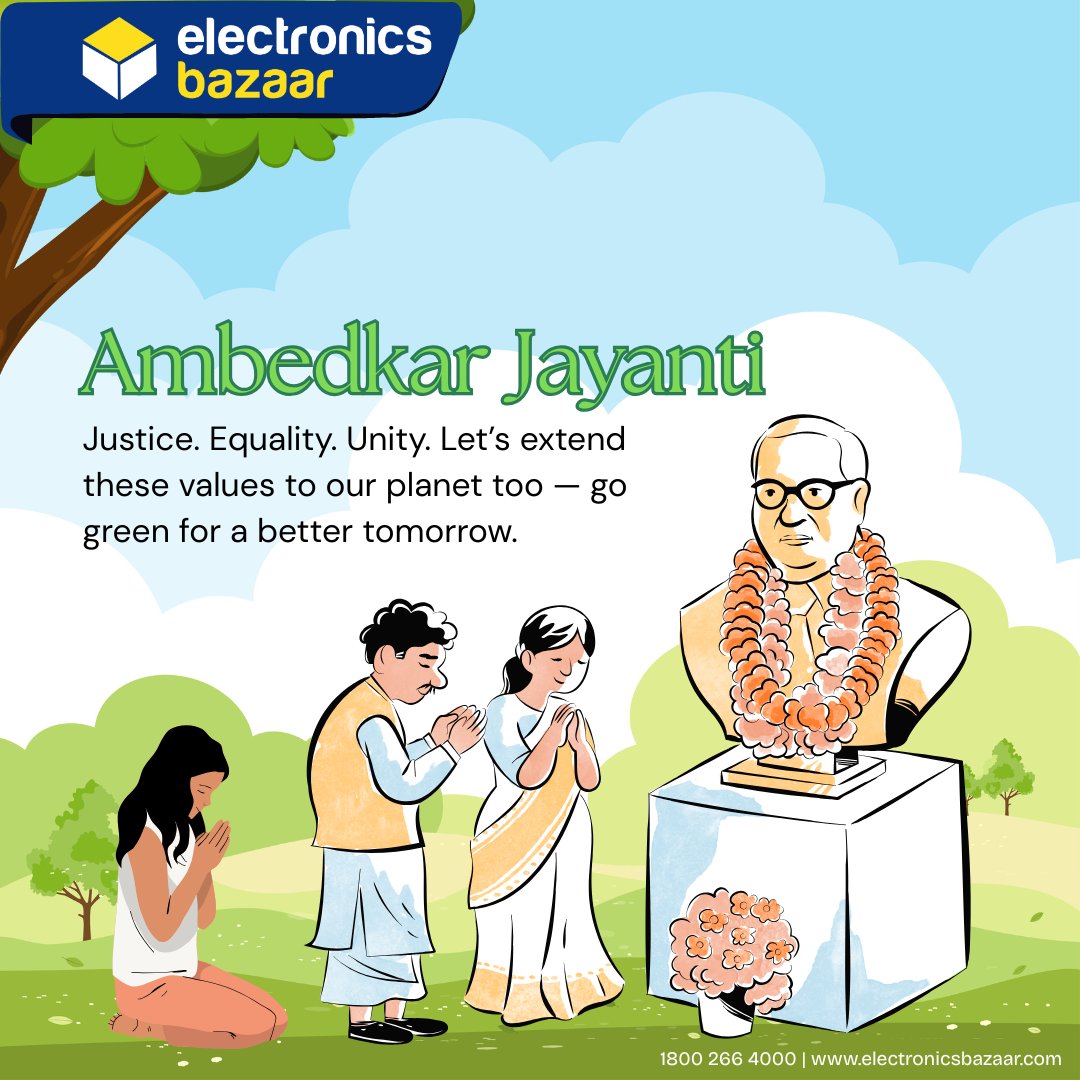 electrosbazaar's tweet photo. Celebrating the legacy of the man who gave us the power to stand tall — Dr. B.R. Ambedkar. #AmbedkarJayanti #EqualityForAll https://t.co/MJEEjJcvPQ