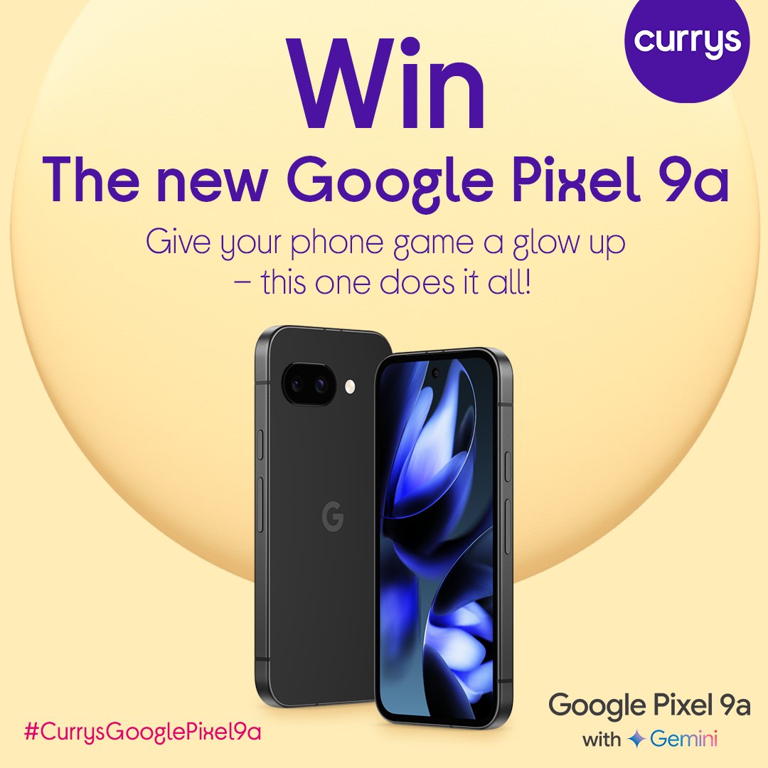#CurrysGooglePixel9a ✨GIVEAWAY TIME✨

We're giving you the chance to win the brand new Google Pixel 9a! 📱
 
To enter, follow <a href="/currys/">Currys</a>, like this post, and reply telling us what feature you are most looking forward to using #CurrysGooglePixel9a 👇

Comp closes: 14/04