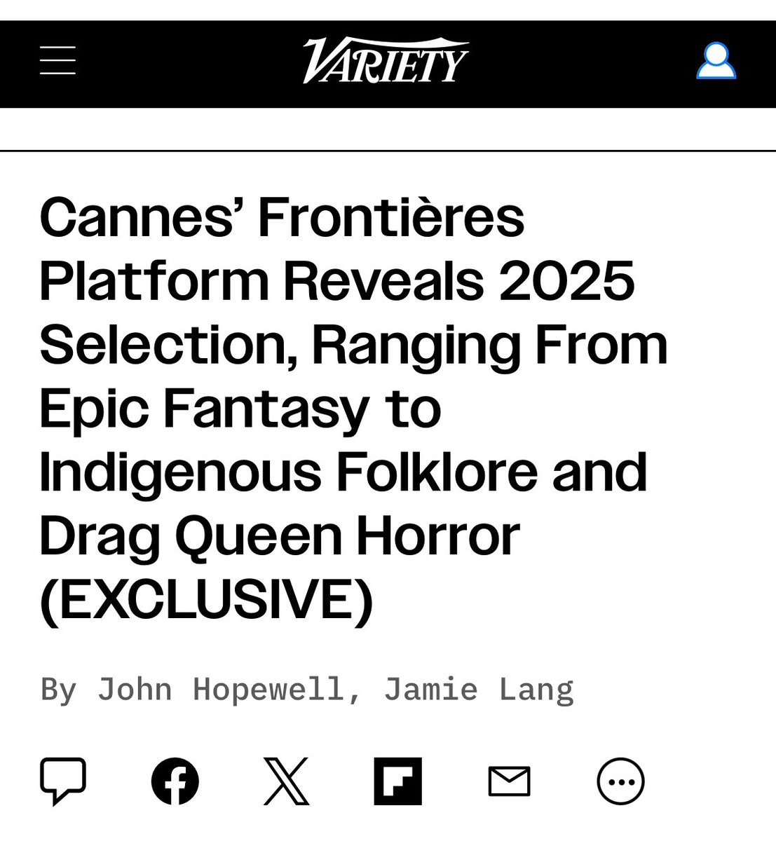 BlackFlagMY's tweet photo. Cat’s officially out of the bag!

Our next film, psychological horror Baran: Inheritance  has been selected for the genre film Buyers Showcase at Frontières Platform in Cannes! 

Huge thanks to @frontieresmrkt and @mdf_cannes for this wonderful opportunity. https://t.co/JrRbdkW0a3