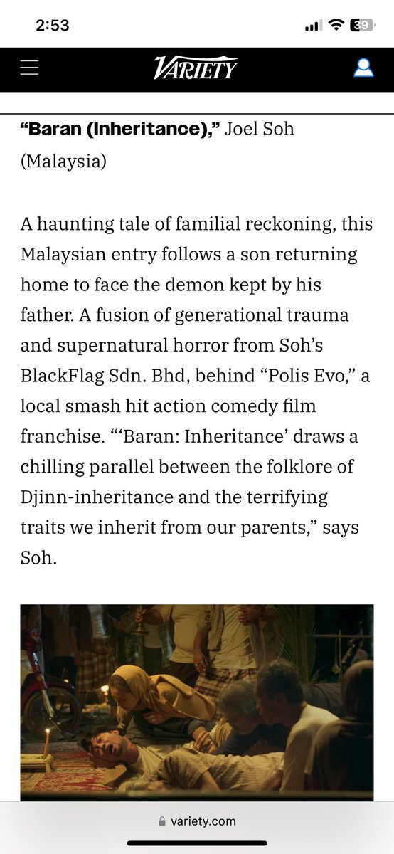 BlackFlagMY's tweet photo. Cat’s officially out of the bag!

Our next film, psychological horror Baran: Inheritance  has been selected for the genre film Buyers Showcase at Frontières Platform in Cannes! 

Huge thanks to @frontieresmrkt and @mdf_cannes for this wonderful opportunity. https://t.co/JrRbdkW0a3