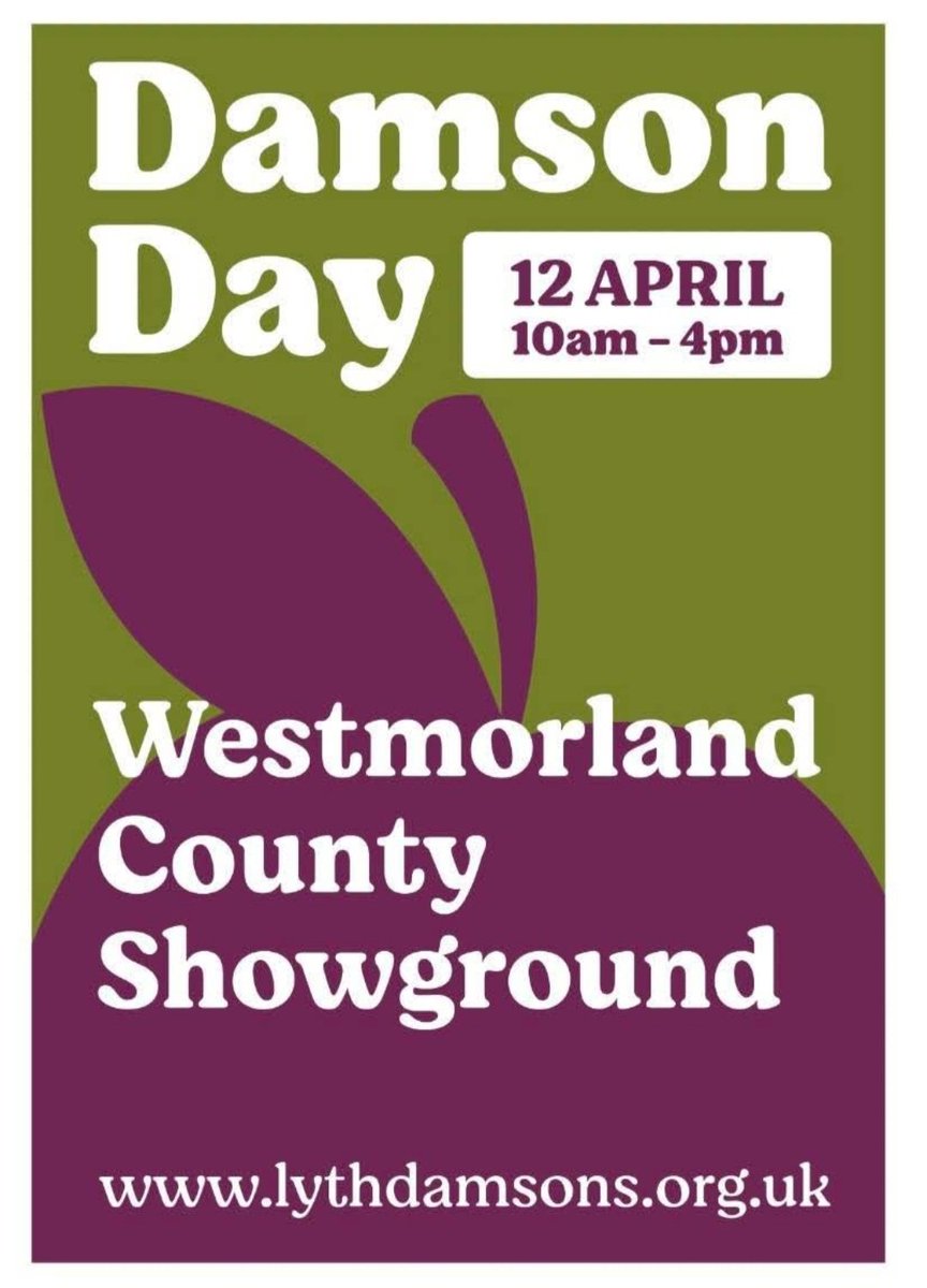 It's D Day - Damson Day!
A celebration of everything #Damson..artisan makers &amp; producers, entertainment, competitions for kids &amp; adults, craft stalls, demos, &amp; more.
10am-4pm 
£8/£4 kids/£20 family
#prunus #insititia
lythdamsons.org.uk/damson-day