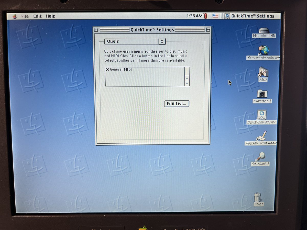 defor's tweet photo. Because I am new to this, and the info is lacking, this is my set up:
1) Connect the external box to the modem port
2) Disable AppleTalk or set it to not use the modem port.
3) Install OMS and configure.
4) Setup QuickTime Control Panel Music settings.

Hope this helps someone! https://t.co/Kf0Zwd8wTM