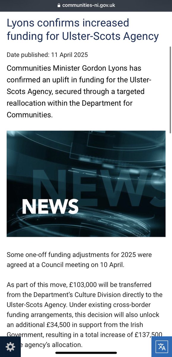 £103,000 straight from <a href="/gordonlyons1/">Gordon Lyons MLA</a> &amp; <a href="/CommunitiesNI/">Communities NI</a> to Ulster Scots. But not a penny extra from the Minister or DfC for Irish. 

Yet only a week ago the DUP &amp; political Unionism went 🤯🤯 full crocodile over £150,000 for dual-language signage at Grand Central. 🤫