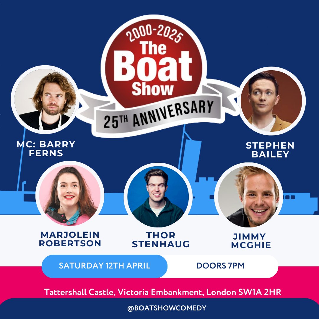 The Boat Show Comedy Club (@boatshowcomedy) on Twitter photo This is tonight! Don't miss out! <a href="/barryferns/">barryferns</a> <a href="/ThorStenhaug/">Thor Stenhaug</a> <a href="/stephencomedy/">Stephen Bailey</a> <a href="/thetattershall/">Tattershall Castle</a>
Show starts at 8pm! Last few tickets available! This is tonight! Don't miss out! <a href="/barryferns/">barryferns</a> <a href="/ThorStenhaug/">Thor Stenhaug</a> <a href="/stephencomedy/">Stephen Bailey</a> <a href="/thetattershall/">Tattershall Castle</a>
Show starts at 8pm! Last few tickets available!