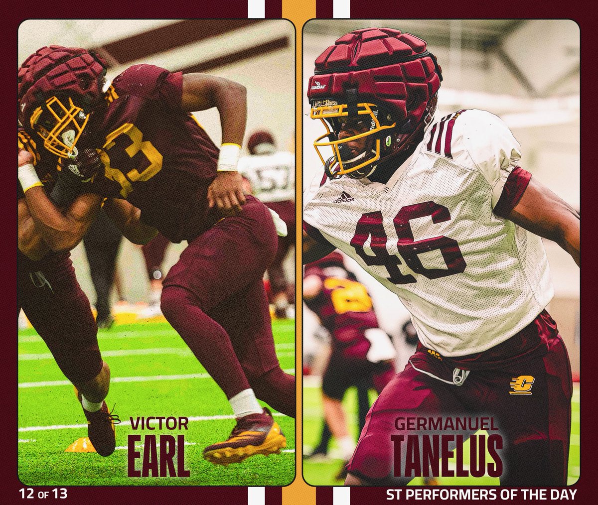 Yesterday’s Top ST Performers of the Day made great strides! 
Amazing leadership &amp; attention to detail!
Looking forward to a great Spring Game today! 
<a href="/VictorEarl6/">Victor Earl</a> <a href="/GermanuelTanel2/">Germanuel Tanelus</a>