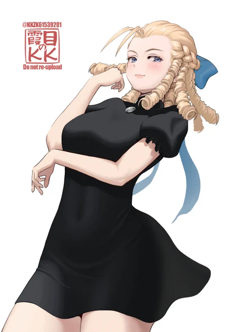 『ストリートファイター』シリーズ神月かりん#格ゲーキャラ描こうぜ #streetfighter原作の黒ワンピっぽいヤツを着たかりんさん相変わらず髪に普段の5倍時間かかるw 