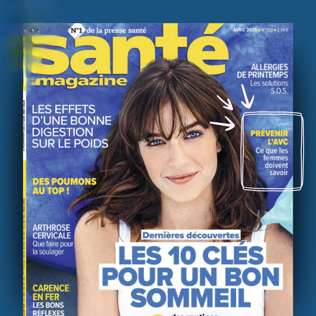 SophieAmarenco's tweet photo. Lecture du week-end 😍
Santé Magazine - Avril
Ce que les #femmes doivent savoir pour prévenir l’#AVC.
Avec le Pr Pierre Amarenco ❤️
#avc #stroke #women #femmes #santédelafemme #maintenant #information #prévention #santé https://t.co/farjEKFqlH