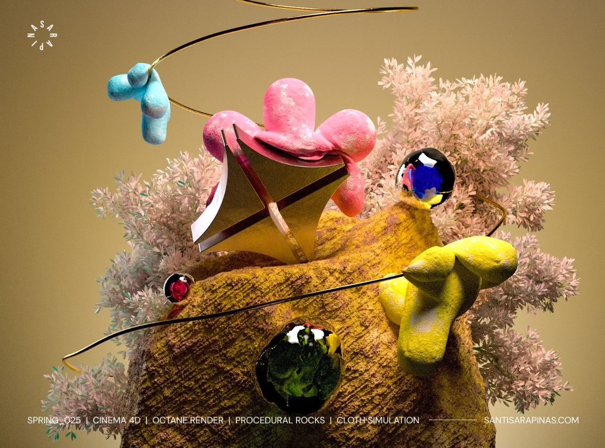 Thank you, <a href="/contra/">Contra</a> for featuring me quite a bit recently!

This time no AI, just old good <a href="/MaxonVFX/">Maxon</a> Cinema 4D and <a href="/OTOY/">OTOY</a> Octane Render, bit noisy but just couldn't wait to share this :)

Check out my portfolio: santisarapinas.com #3D #design #art