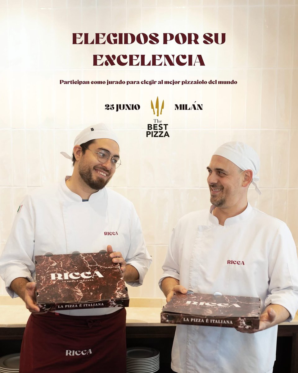 📣 Estamos de celebración! Nuestros pizzaiolos, Dalmiro &amp; Alessandro, formarán parte del jurado de The Best Pizza Awards 2025. Un orgullo para Ricca! thebestchefawards.com/the-best-pizza/