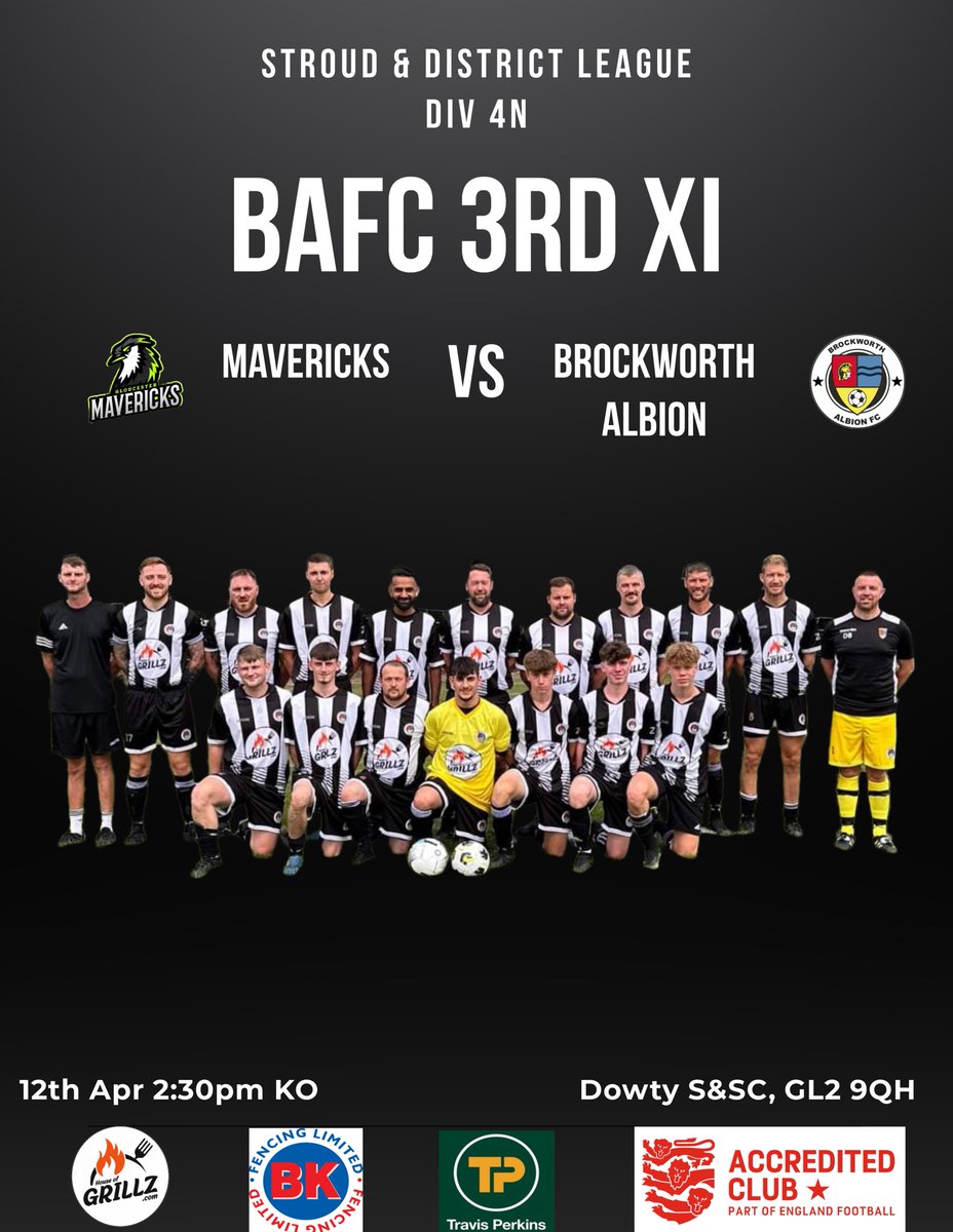 BrockAlbion's tweet image. Matchday:

1st XI: Home to @HardwickeAFC 

3rd XI: Away to @mavericks_FC22 

🦡⚫️⚪️