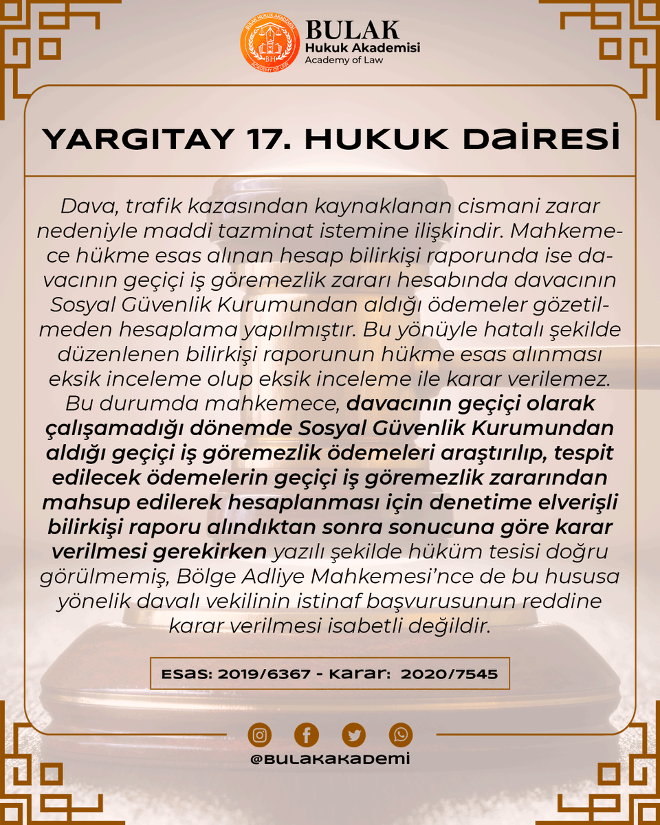 YARGITAY 17. HUKUK DAİRESİ

E: 2019/6367- K: 2020/7545

👩‍💼👨‍💼 BULAK HUKUK AKADEMİSİ 👩‍💼👨‍💼

Detaylar hakkında bilgi edinmek için;

📞 +90 (552) 799 27 95

📩 <a href="/bulakakademi/">Bulak Hukuk Akademisi</a>
