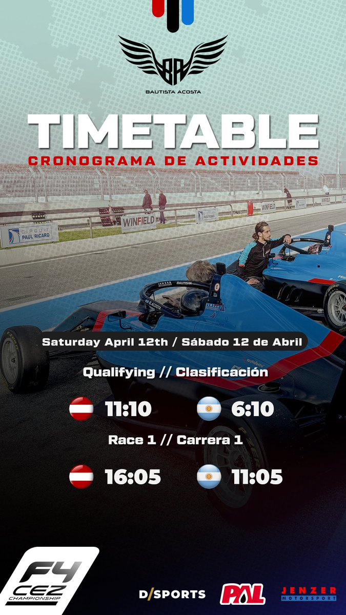 🚨 Aquí van los horarios y enlaces para seguir la actividad de hoy en el Red Bull Ring 🇦🇹 

⏱️ Pueden ver los tiempos de la clasificación acá: livetiming.getraceresults.com/redbullring#sc…

🏁 La carrera 1 va por YouTube: youtube.com/@f4cezchampion…

#F4 #Formula4 #F4CEZ #BA25 <a href="/JenzerF3_F4/">Jenzer Motorsport AG</a> <a href="/dsports_py/">D/SPORTS</a>
