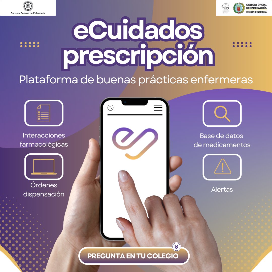 Enfermeras Región de Murcia (@coemur) on Twitter photo Ya podéis acceder a la Plataforma eCuidados-prescripción, una herramienta para la gestión del conocimiento enfermero, dentro del marco de gestión de las buenas prácticas enfermeras. Tienes toda la información en este enlace consejogeneralenfermeria.org/profesion/ayud… <a href="/CGEnfermeria/">Consejo General de Enfermería</a> Ya podéis acceder a la Plataforma eCuidados-prescripción, una herramienta para la gestión del conocimiento enfermero, dentro del marco de gestión de las buenas prácticas enfermeras. Tienes toda la información en este enlace consejogeneralenfermeria.org/profesion/ayud… <a href="/CGEnfermeria/">Consejo General de Enfermería</a>