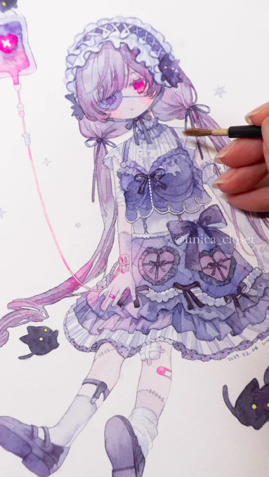 ショート動画公開しました 【イラストメイキング】透明水彩でガラクタの少女を描く【Water color painting】#shorts #イラストメイキング #透明水彩 #watercolor 動画はこちら