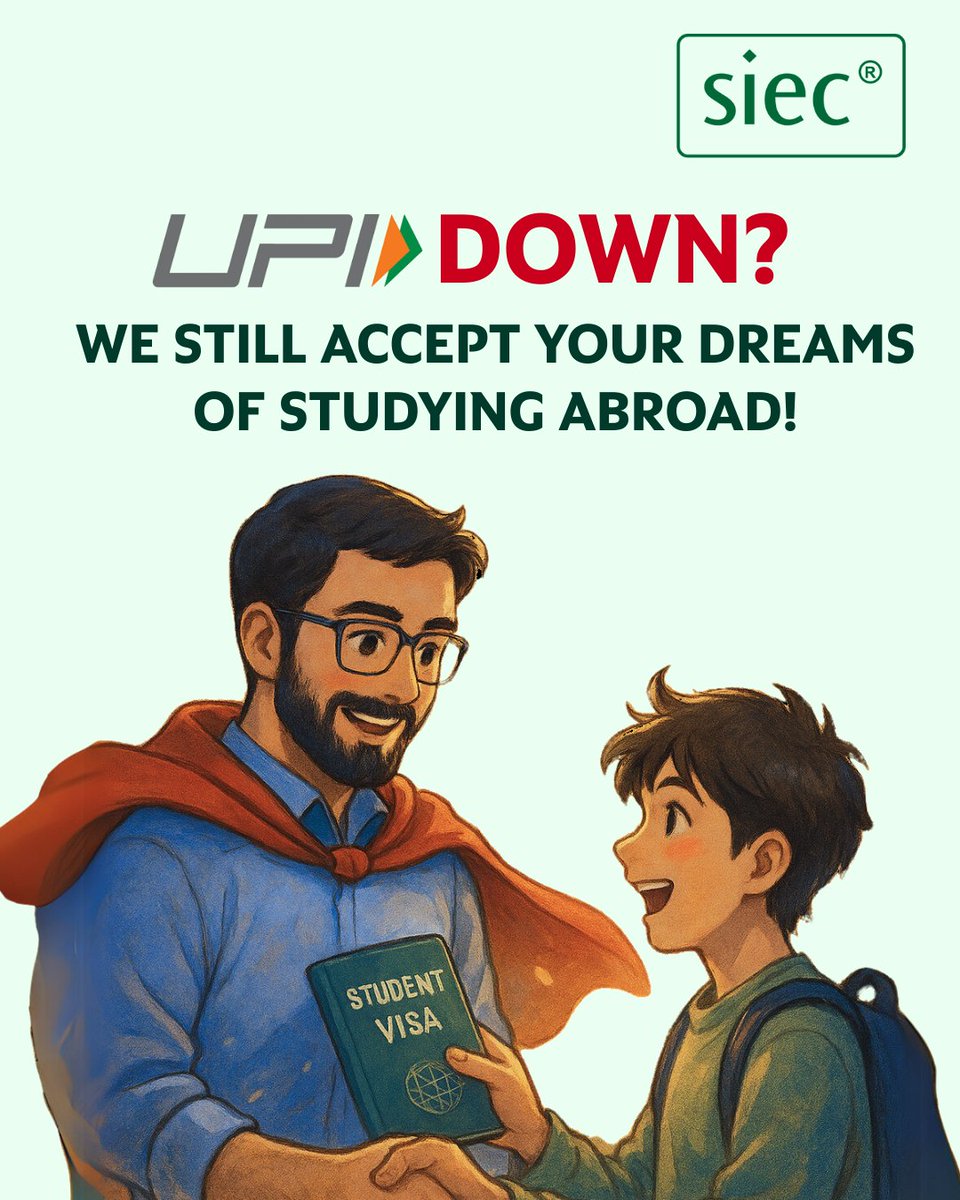 sieceducation's tweet photo. UPI DOWN!!👇🏻
.
.
.
.
.
.
.
.
.

We still accept your dreams of studying abroad 🚀

#upi #upidown #upipayment #trending #viral https://t.co/Rd32s9dIbf