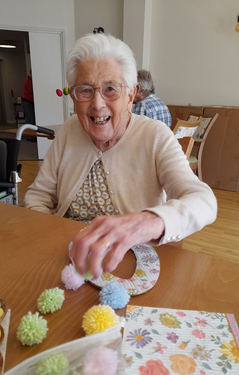 It has been lovely to see our care homes busy making eggs-citing things  for Easter next weekend.  Here are our lovely Brendoncare Alton residents making some cracking eggs and pretty pom poms to brighten the care home.