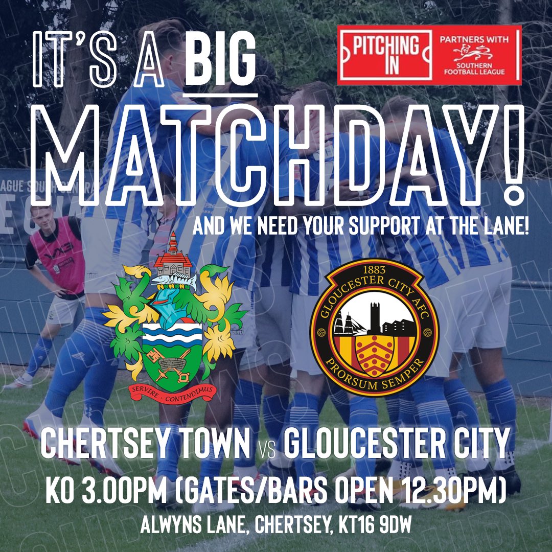 IT’S MATCHDAY ⚽️ 💙 and what else is there to do but bring the family to Alwyns Lane and support the Curfews in this important game
🕒 - 3PM KO (gates 12.30PM)
🆚 - <a href="/GCAFCofficial/">Gloucester City AFC</a> 
🏟️ - Alwyns Lane, KT16 9DW
🎟️ - £12 Adults, £8 Conc, £3 U18s
app.fanbaseclub.com/Fan/Tickets/Se…