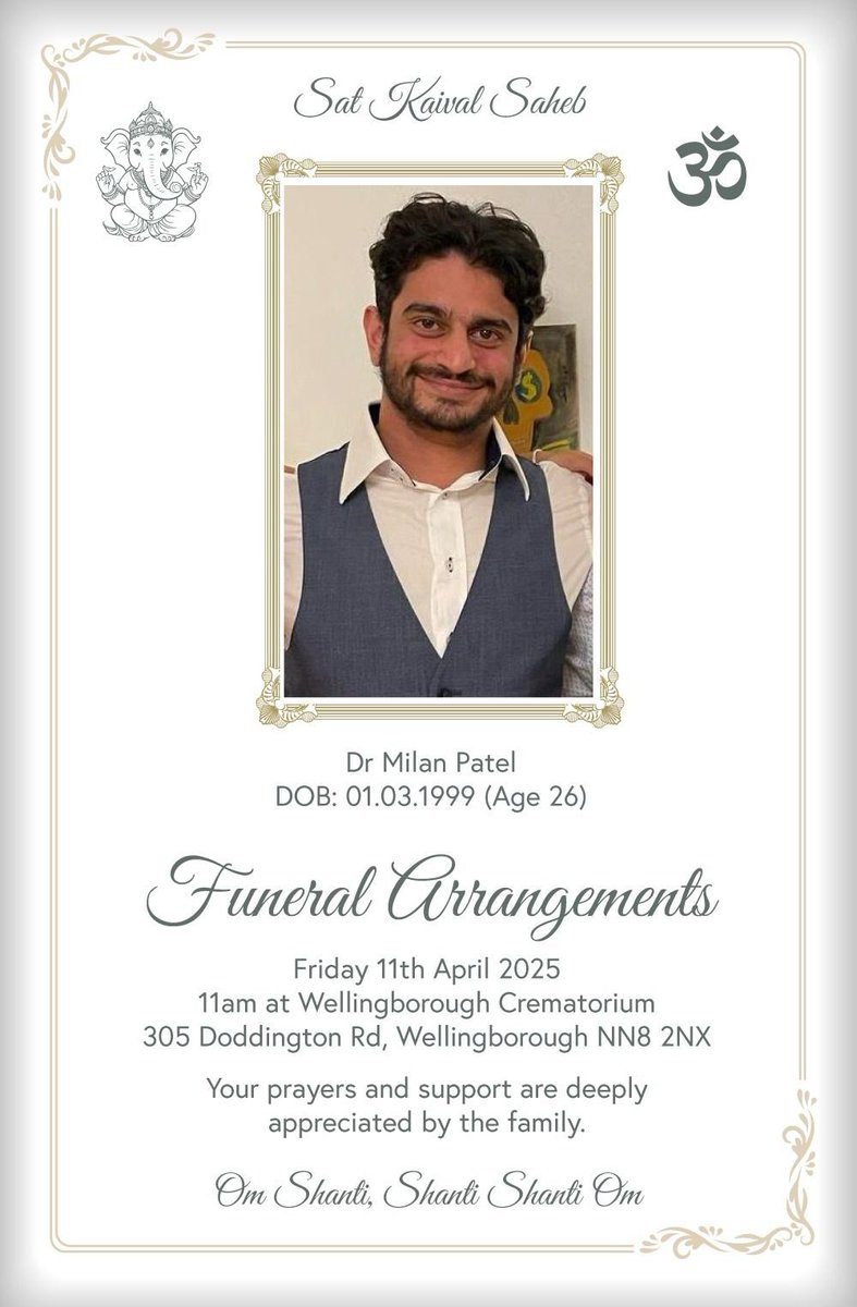 Huma Naqvi (on blue sky too) (@doc_hnaqvi) on Twitter photo It was a serene day yesterday to say goodbye to Milan. A dignified & beautiful ceremony with many in attendance, & so proud of his <a href="/SWBHnhs/">SWB NHS Trust</a> friends who came in his honour💜
We won’t forget its #justmilan & always remember his smile &😆
#bemoremilan
🌼💜
justgiving.com/team/milan It was a serene day yesterday to say goodbye to Milan. A dignified & beautiful ceremony with many in attendance, & so proud of his <a href="/SWBHnhs/">SWB NHS Trust</a> friends who came in his honour💜
We won’t forget its #justmilan & always remember his smile &😆
#bemoremilan
🌼💜
justgiving.com/team/milan