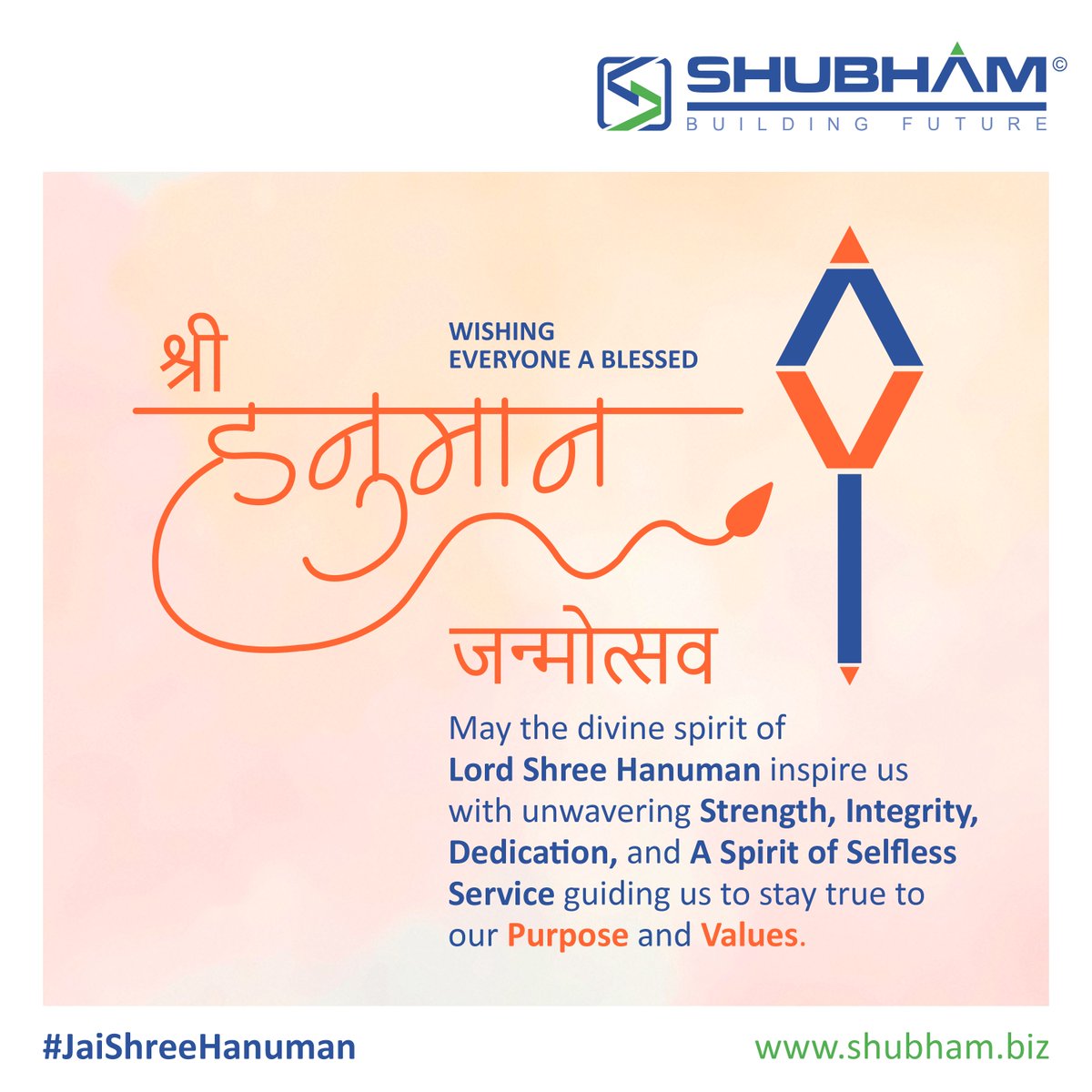 ShubhamEPC's tweet photo. On this sacred occasion of Shri Hanuman Janmotsav, 
we extend our heartfelt wishes for divine blessings and 
purposeful energy in all your endeavours.

#ShriHanumanJanmotsav #DivineBlessings 
#InnerStrength #ShubhamEPC #EPC #BuildingFuture https://t.co/9x1y3uaqW2