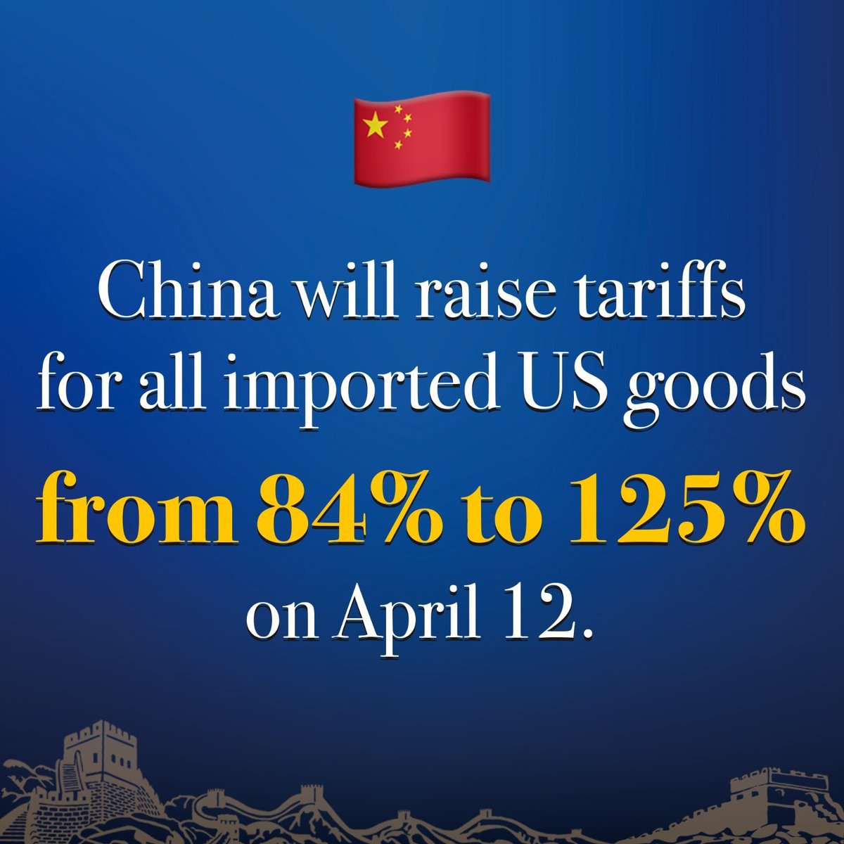 Rashtrabhakt07's tweet photo. 🚨 China just slapped a 125% tariff — this isn’t about trade anymore. It’s a full-blown power move.
Profit and loss? That era's over.
This is superpower vs. superpower. The gloves are off. 🥊🌍
A rising superpower is drawing the line, and the age of quiet diplomacy is over.” https://t.co/8v08xhhFAo