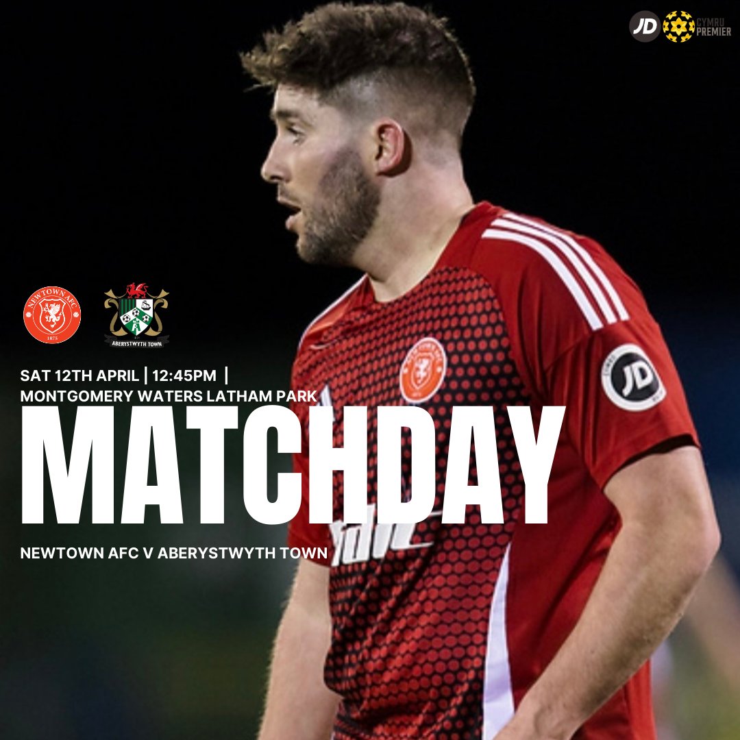 NewtownAFC's tweet photo. It's Matchday 
Newtown welcome @AberystwythTown to Montgomery Waters Latham Park for our last home game of the season and a must win game in front of the sgorio cameras 

It’s an early start with a 12:45 kick-off, so don’t miss out on seeing the 91st and final meeting between the sides in the top flight of the @CymruLeagues