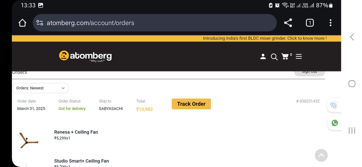 SabyaS_Ghosh's tweet photo. @atomberg_tech Atomberg uses @delhivery as courier partner &amp; a delivery agent isn't bothered 2 deliver in 96hrs. The package is still waiting at Nearest Delivery point since 8th April. Why I shud suffer for ur negligence. If I don't get it delivered by 12/4, I will go legal https://t.co/bPfKx6UKSl