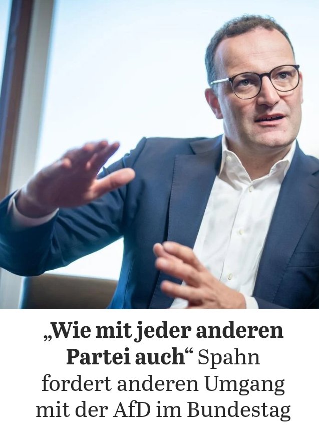 Anonymous00708's tweet photo. UNFASSBAR ‼️
#Spahn fordert,dass man die faschistoide AfD im BT wie jede andere Partei behandeln soll ⁉️
Das ist DAS ENDE der #Brandmauer 2029!
Parteiausschluss von Spahn wann ??
@CDU @_FriedrichMerz
#goodbyedeutschland #Volksverpetzer #Koalitionsvertrag
https://t.co/tanboKKnru https://t.co/MnAKR6PsJq