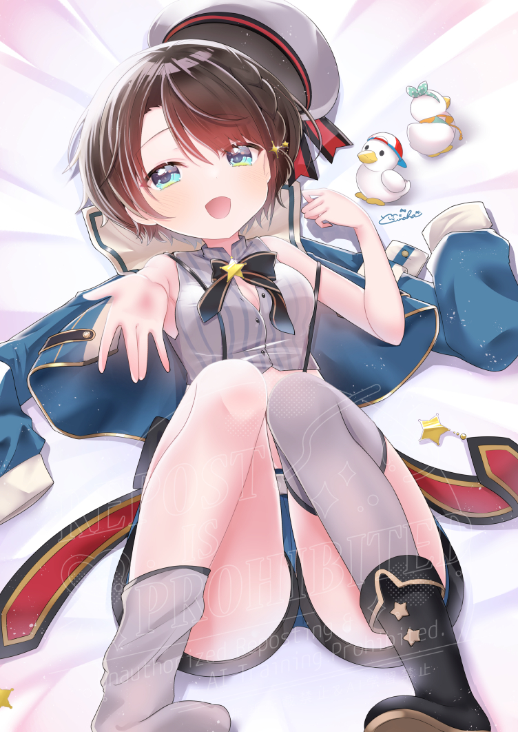 大空スバル ,大空スバル(制服風味なアイドル衣装) ,スバルドダック 「すばにゅ～～むの表紙のスバルちゃんを描きました#プロテインザスバル 」|ゆんちゃ*/お絵描きVtuber結乃りぼん💝のイラスト